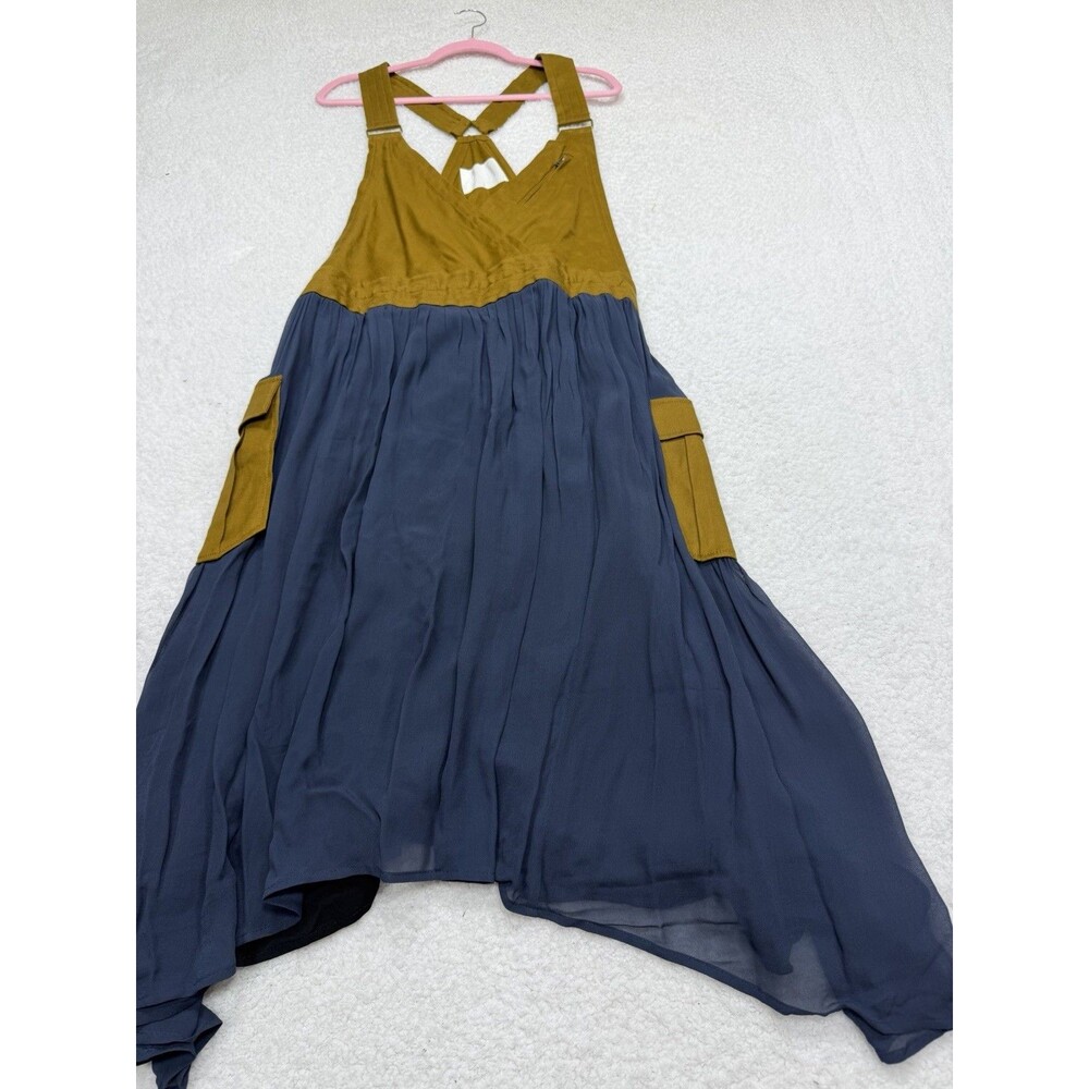 Overall Midi Dress High Low Women Blue Vacay Retro Boho Medium